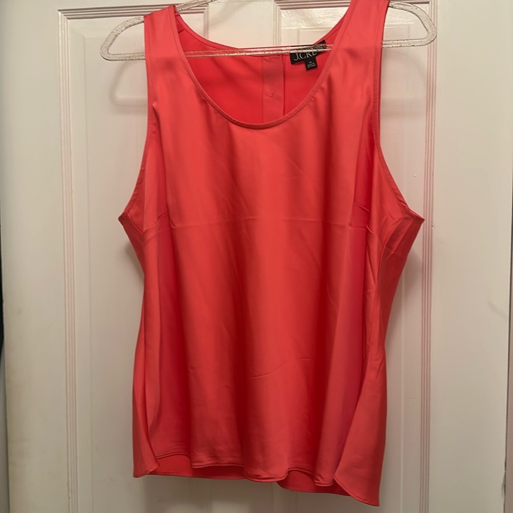 NWT J Crew Sleeveless Blouse in Tangerine with Gold Buttons in Back Size XL